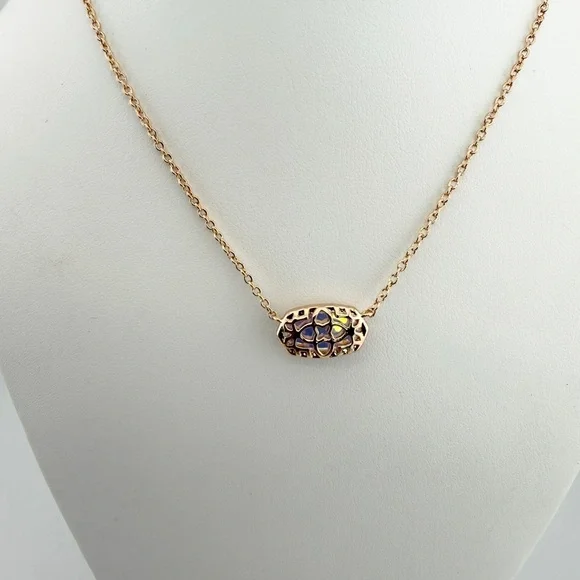 NWT Kendra Scott Gold Chain Necklace with Yellow AB Rhinestone Pendant - Picture 5 of 9